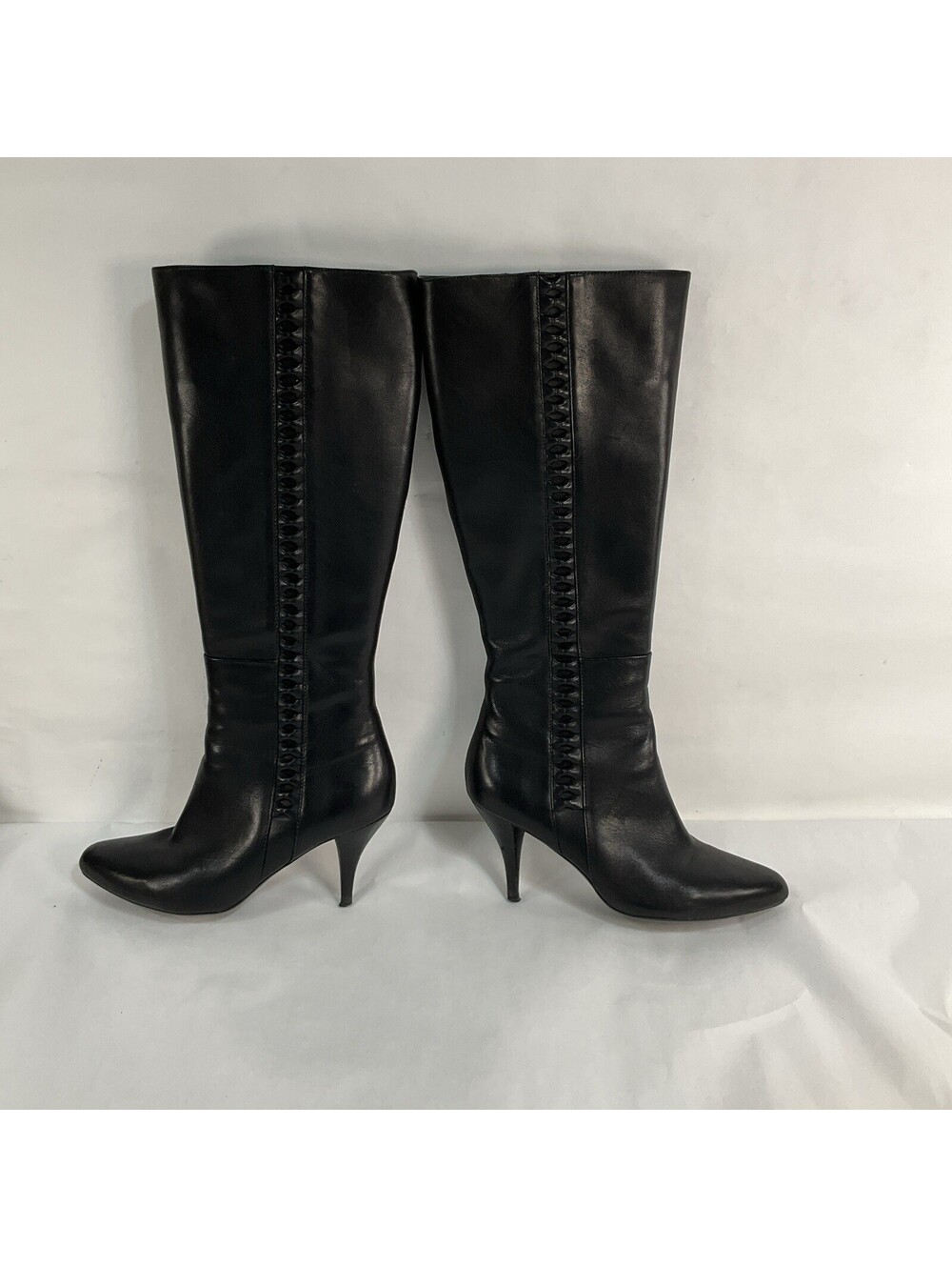 CARESSA High Quality Leather Knee Boots Black Size 6.5M